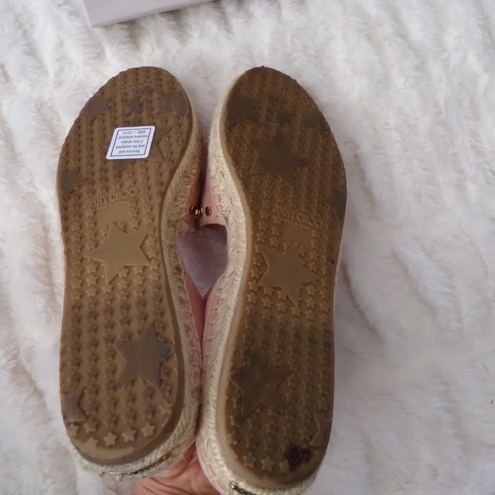 Jimmy Choo pink studded suede espadrilles 7